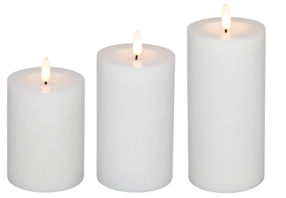 LED bloklys, hvid, 3 pak inkl. fjernbetjening
