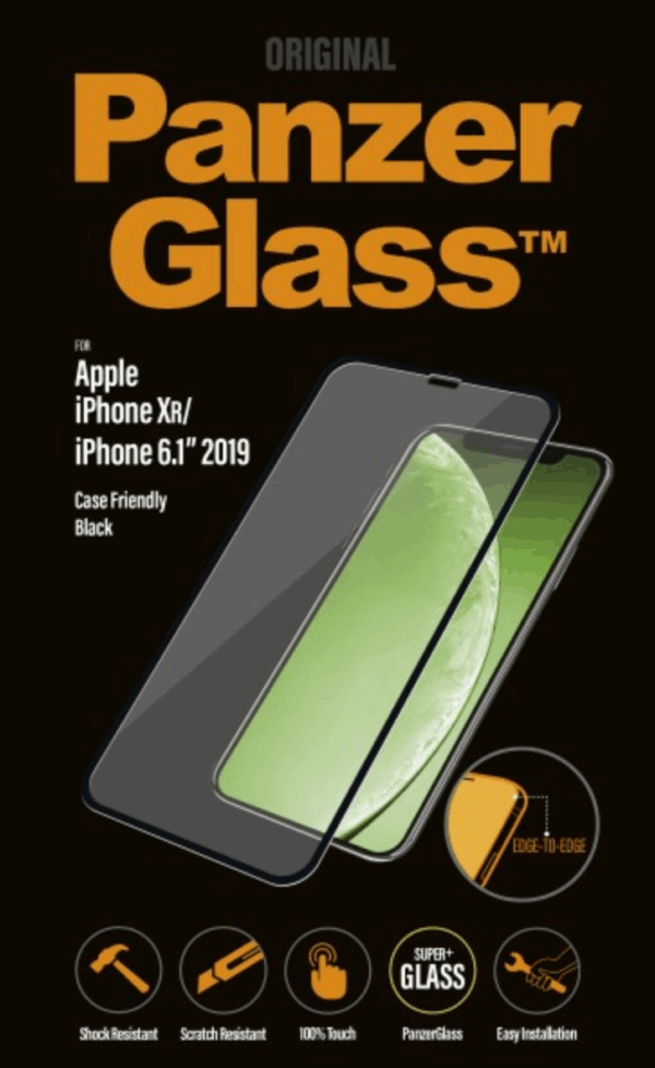 PanzerGlass skærmbeskyttelse iPhone XR/11R - sort, Case Friendly