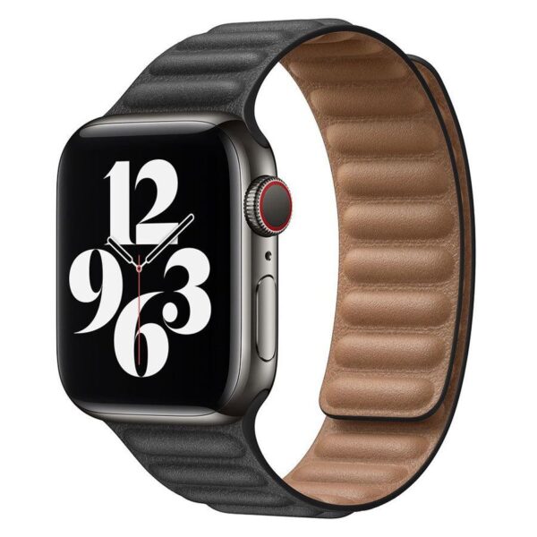 Lippa Apple Watch Magnetisk Læderrem 42/44/45/49 - Sort