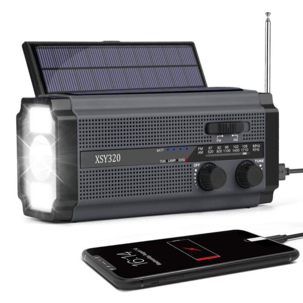 Lippa FM Nødradio / Solcelle Powerbank 4.500 mAh, sort