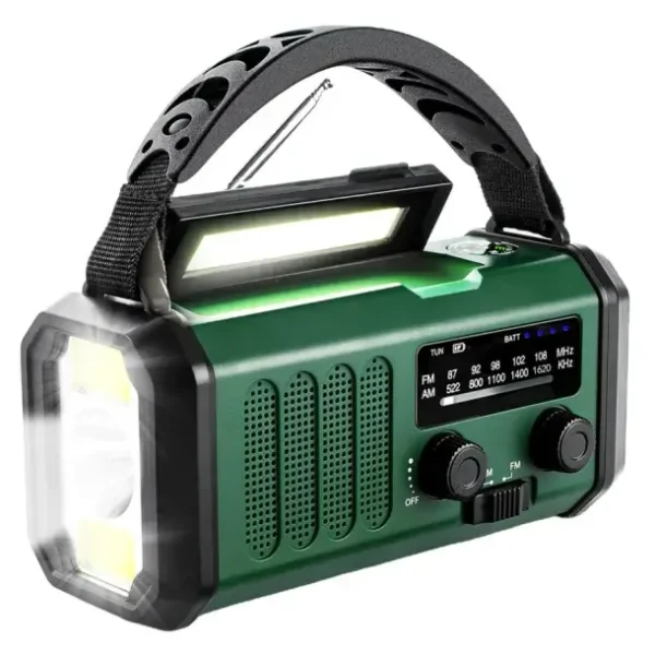 Lippa FM Nødradio / Solcelle Powerbank 10.000 mAh, grøn