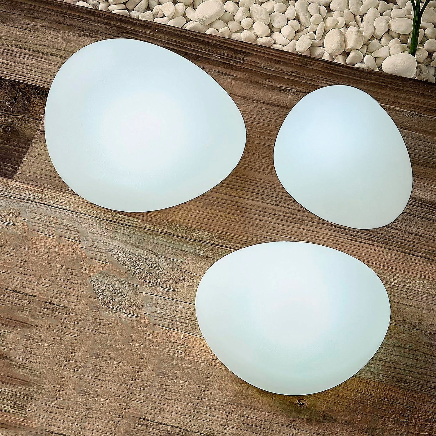 LED lyssten - udendørs m. solcelle funktion, hvid, 3 pak