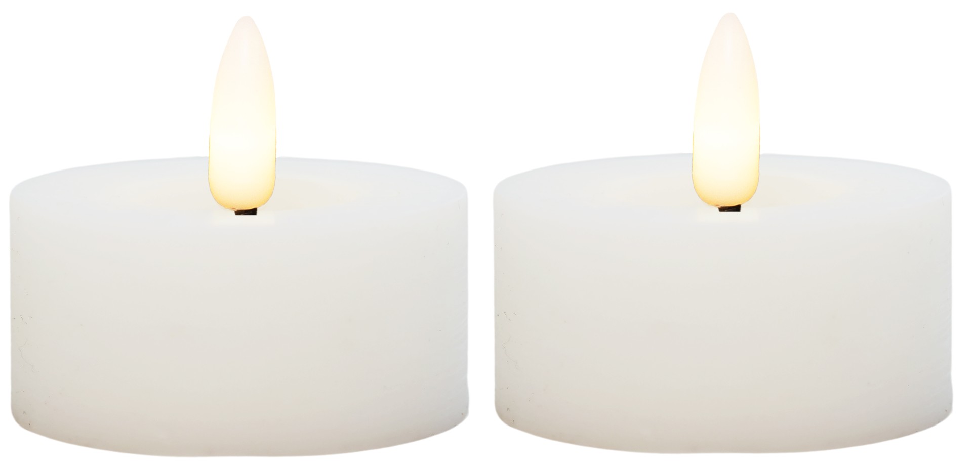 LED fyrfadslys (store) i stearin, hvid, 2 stk