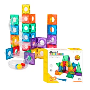 Magnetic Tiles kuglebane 88 dele + 32 stk byggesæt